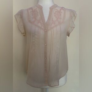 Pink Women's Blouse with Embroidered Detail
